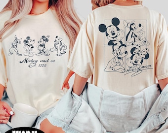 Mickey and Friends Shirt, Vintage Disney Shirt, Front Back Print Tee, Mickey Mouse Shirt, Disneyland Trip Shirt, Retro Disney Tee, BP