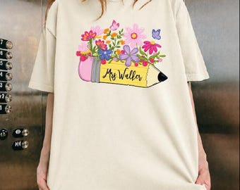 Custom Teacher Pencil Shirt, Custom Teacher Name Tee