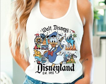 Camiseta sin mangas de Donald Duck Disneyland, Camiseta sin mangas para viaje a Walt Disney, Top corto para vacaciones en Disney, Camiseta sin mangas con cuello en V de Magic Kingdom