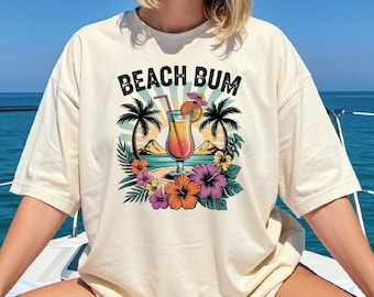 Beach Bum Shirt, Summer Vacation Tee, Tropical Graphic T Shirt, Beach Lover Shirt, Summer Vibes Shirt, Coastal Tee, Game Day Shirt