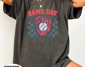 Game Day Baseball Shirt, Baseball Game Day T Shirt, Checkered Baseball Tee, Vintage Style Baseball Shirt, Sports Fan T Shirt, Game Day Tee