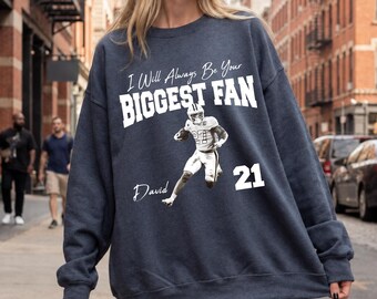 Custom Football Mom Sweatshirt, Biggest Fan Football Hoodie