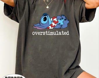Overstimulated Shirt, Funny Mood T Shirt, Mental Health Shirt, Introvert Humor Tee, Cute Alien Shirt, Relatable Funny Shirt