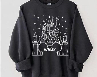 Custom Disney Castle Sweatshirt, Custom Name Disney Hoodie