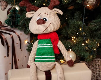 Christmas Reindeer Crochet Doll | Christmas Funny Decor | Stuffed Plush Toy Deer