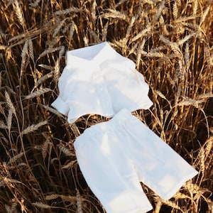Handmade Linen Baby Christening Outfit: Blessing Ceremony Set