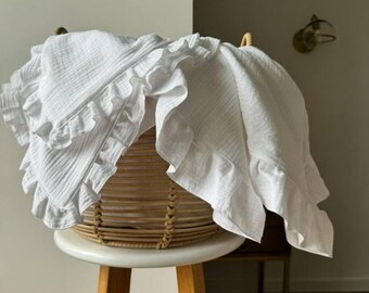 Personalized Christening Shawl: Soft Cotton Muslin Baby Blanket