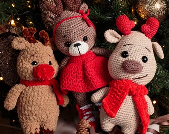 手作りクリスマストナカイぬいぐるみコレクション