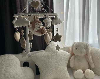 White Crib Mobile Hanger Arm: Nursery Decor (85cm Height)