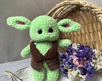 Gehäkeltes Grünes Monster Stofftier | Alien Schreibtisch Spielzeug, Star Wars Geschenk