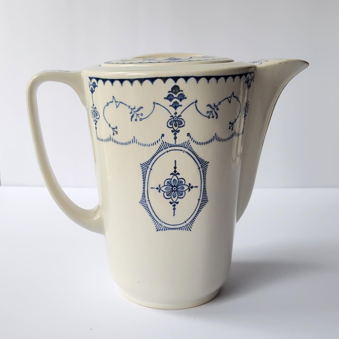 Transferware Coffee Pot, Royal China Pattern Modern Blue, Unstamped ...