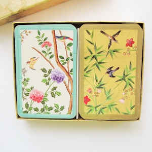 Cartas Caspari Vintage, Dois Baralhos, Papel de Parede Chinês - Lindas Pinturas Orientais: Flores, Pássaros