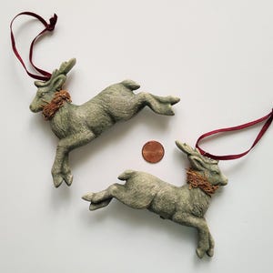 Pair of Vintage Ceramic Christmas Ornaments, Reindeer