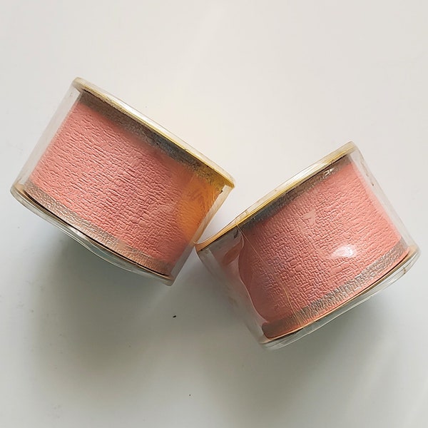 VERY RARE Two Rolls Nylonite brand Web-Tite Webbing for Aluminum Chairs, Salmon Pink with Silver Edge, Original Packaging, 1958