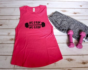 No Pain No Gain Workout Muscle Tank | S-2XL
