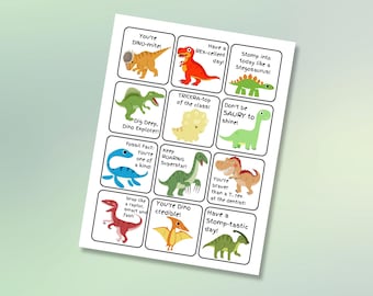 Dinosaur Lunch Box Notes, Cute Motivational Notes, Digital Printable Dinosaur Note