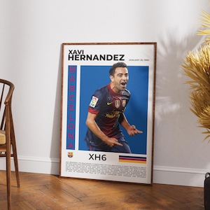 Xavi Hernandez Poster | FC Barcelona Football Art Print | Barca Icon Wall Decor | Midfield Maestro Digital Artwork | Soccer Gift for Fans