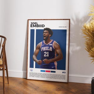 Joel Embiid Poster | Philadelphia 76ers Wall Art | NBA Basketball Print | The Process Sports Decor | Sixers Legend Gift | NBA Icon Art