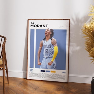 Ja Morant Poster | Memphis Grizzlies Wandkunst | NBA Basketball Star Druck | Ja Morant Dunk Kunstwerk | NBA Geschenk Dekor | Grizzlies Legende