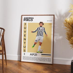 Andrea Pirlo Poster Juventus | Italian Midfield Maestro Wall Art | Football Legend Print | Soccer Fan Gift | Serie A Decor | Pirlo Artwork
