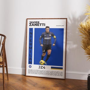 Javier Zanetti Poster | Inter Milan Wall Art | Legendary Captain Football Print | Nerazzurri Decor Gift | JZ4 Soccer Icon Illustration