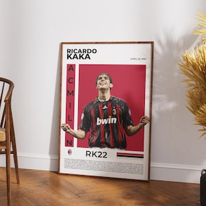 Ricardo Kaká Poster | AC Milan Legend Wall Art | Iconic Football Print | Serie A Soccer Decor | Gift for Fans | Retro Milan Artwork