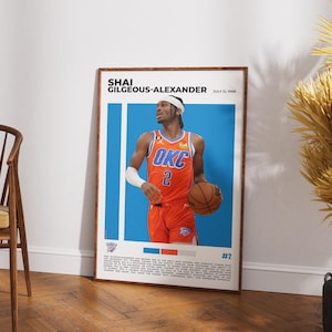 Shai Gilgeous-Alexander Poster | OKC Thunder Wall Art | Nba Basketball Print | SGA Artwork | Oklahoma City Star Poster