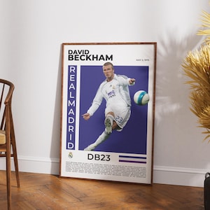 David Beckham Poster – Real Madrid Galactico Wall Art – Number 23 Legend Print – Football Decor Gift for Soccer Fans & Sports Collectors