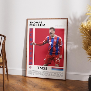 Thomas Müller Poster | Bayern Munich Icon Wall Art | Germany Soccer Legend Print | Football Gift for Fans | Bundesliga Hero Decor Artwork
