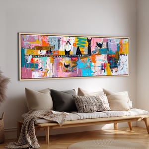 Abstrakt modern expressionistisk väggkonst - Modern vardagsrumsinramad dekor | Panoramabild på canvastavla