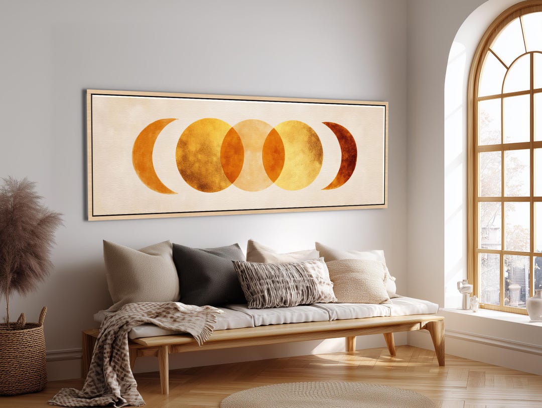 Abstract Moon Phases Wall Art | Japandi Lunar Cycle & Golden Artwork ...