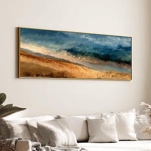 Abstract Seascape Canvas Print: Blue & Gold Coastal Wall Art