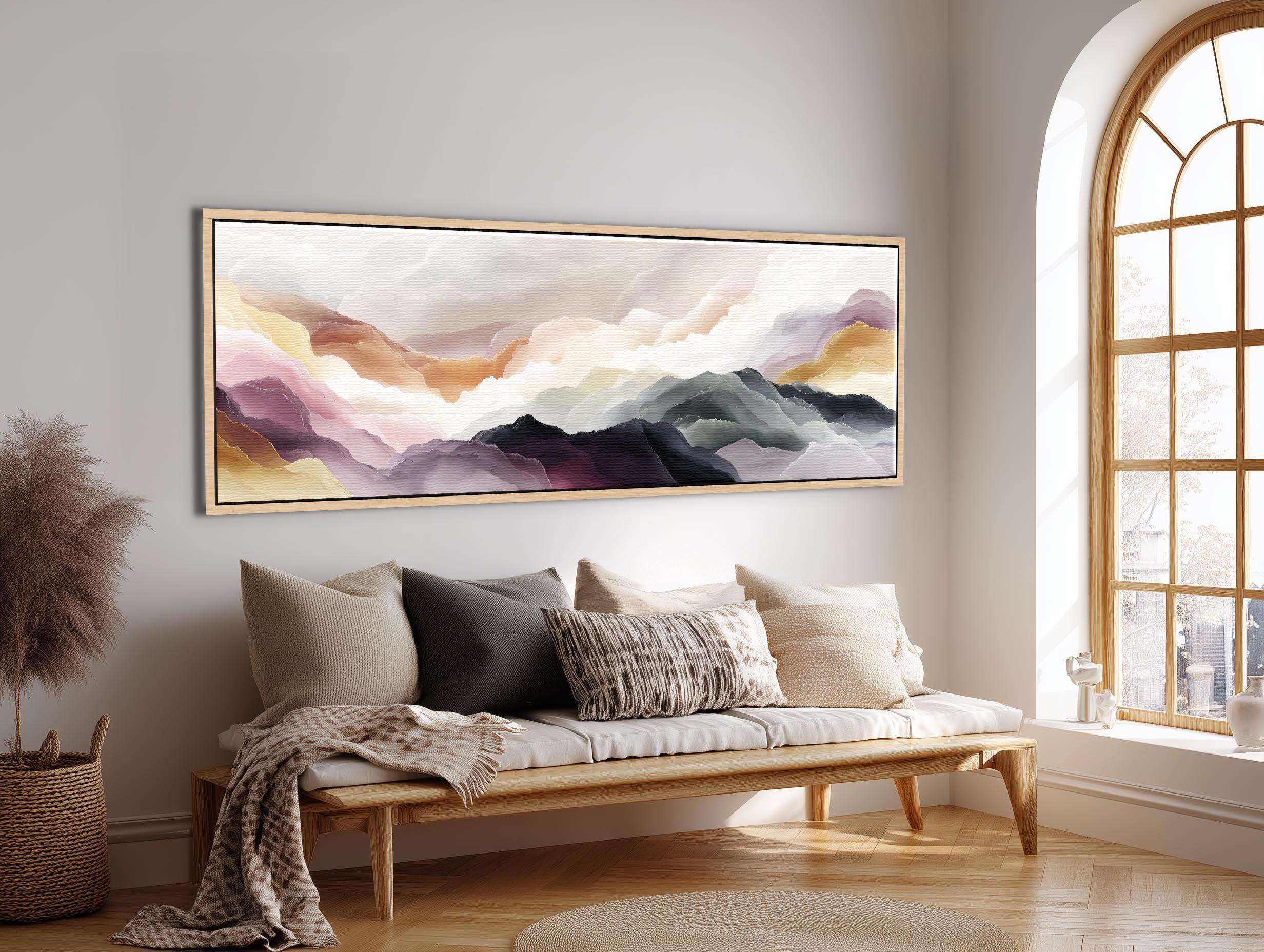 B7 art アート Abstract Japanese Horizon Wall Art - Japandi Contemporary Long