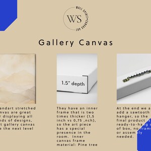 May include: A gallery canvas product display featuring a beige background with the text Wall Spirit Canvas Art and Gallery Canvas. It shows a watercolor landscape, a side view with 1.5 inch depth, and a metal sawtooth hanger on the back.