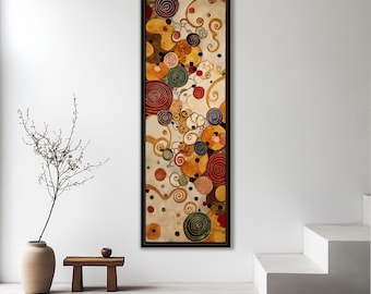 Gustav Klimt Inspired Wall Art - Abstract Art Nouveau Spirals Canvas Print | Vertical Framed Decor