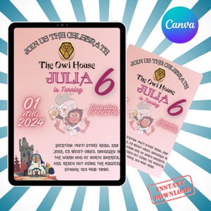 The Owl House Birthday Invitation, Luz Noceda Invitation For Kids, Kids Birthday Invitation, Editable And Downloadable Mobile Evite