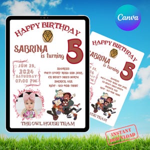 The Owl House Birthday Invitation, Luz Noceda Invitation For Kids, Kids Birthday Invitation, Editable And Downloadable Mobile Evite
