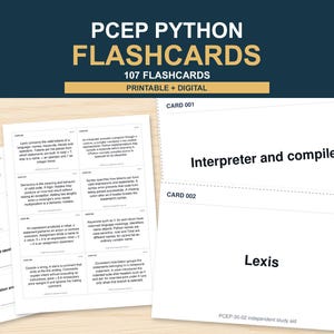 PCEP-30-02 Python Flashcards | 107 Printable & Digital Study Cards