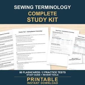 Sewing Machine Terminology Complete Study Kit | Lessons Flashcards and Practice
