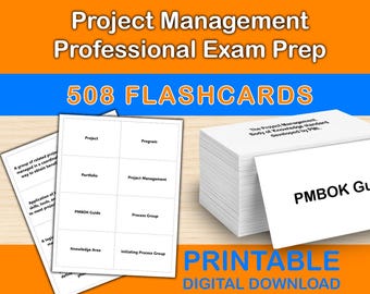 Tarjetas de estudio para el examen PMP / 508 Tarjetas de estudio para profesionales de gestión de proyectos / PDF imprimible para la preparación para la certificación PMI