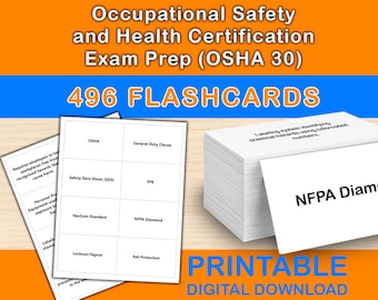 Occupational Safety and Health Certification Flashcards | 496 Digital Study Cards | OSHA 30 Training Exam Prep PDF
