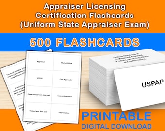 Appraiser Licensing Certification Flashcards | 500 Digital Study Cards | Uniform State Appraiser Exam Prep PDF