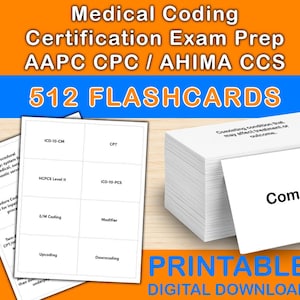 Medizinische Kodierung Exam Prep Karteikarten | 512 Digitale Lernkarten | AAPC CPC & AHIMA Ccs Zertifizierung als druckbares Pdf