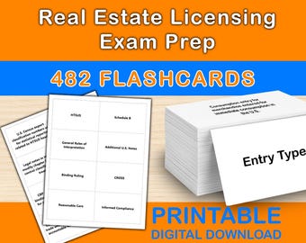 Förberedande flashcards för fastighetsmäklarexamen | 482 digitala studiekort | Utskrivbar PDF för fastighetsmäklarprovet