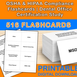 OSHA & HIPAA Compliance Flashcards | Dental Office Certification Study | 516 Cards