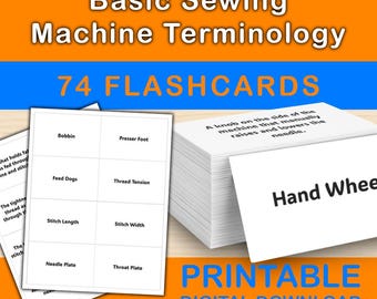 Sewing Machine Terminology Flashcards: Beginner Sewing Terms Printable PDF Download