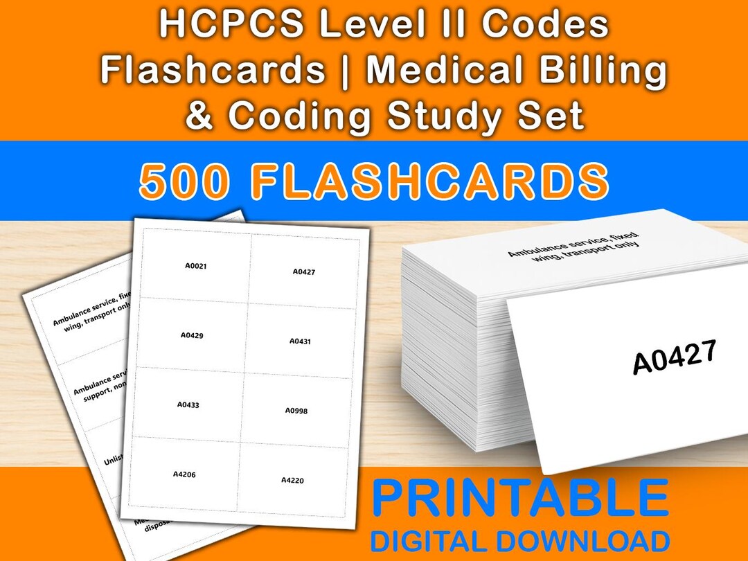 HCPCS Level II Codes Flashcards | 500 Study Cards | Medical Billing ...