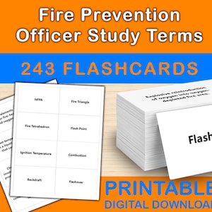 Fire Prevention Officer Study Flashcards | 243 Printable Terms & Definitions | Exam Prep Cards | Instant PDF Download