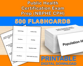 Public Health Certification Exam Flashcards | 500 Digital Study Cards | NBPHE CPH Exam Prep Printable PDF