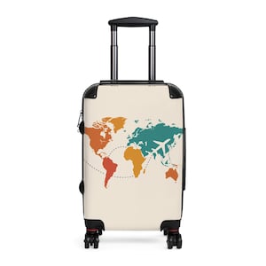 Stilvoller Reisekoffer mit Weltkarte-Design, Gepäck für Abenteurer, Urlaubstasche, Reiseutensilien, Geschenk für Reisende